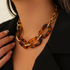 Jewelry Aluminum Chain And Acrylic Geometric Irregular Leopard Buckle Clavicle Chain Electroplated For Women Highend