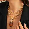 Jewelry Aluminum Chain And Acrylic Geometric Irregular Leopard Buckle Clavicle Chain Electroplated For Women Highend