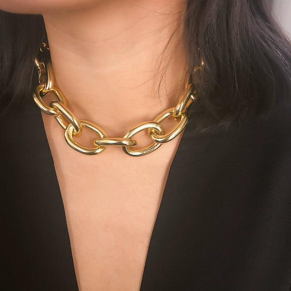 Jewelry Aluminum Cross Chain Women's Simple Punk Geometric Frosted Electroplated Necklace