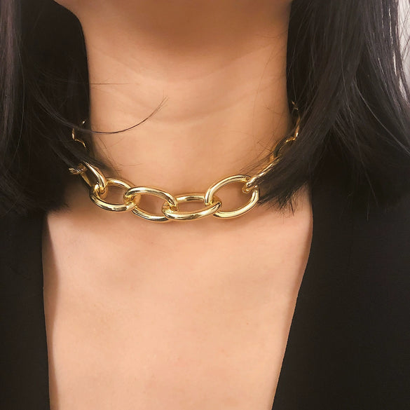Jewelry Aluminum Cross Chain Women's Simple Punk Geometric Frosted Electroplated Necklace