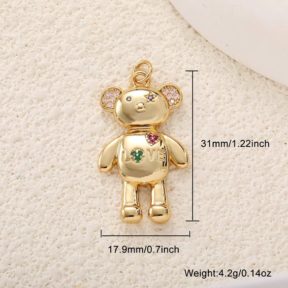 Jewelry Animal Copper Pendant Electroplated Bear Moon Mother And Son Crown