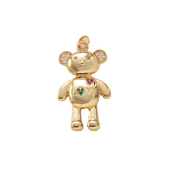 Jewelry Animal Copper Pendant Electroplated Bear Moon Mother And Son Crown