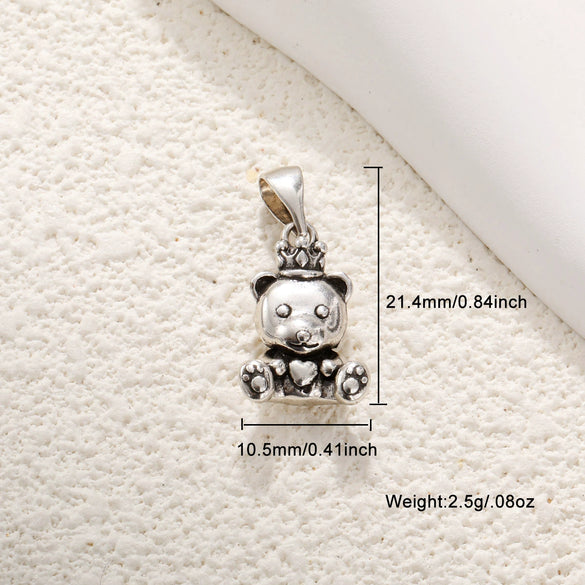 Jewelry Animal Copper Pendant Electroplated Bear Moon Mother And Son Crown