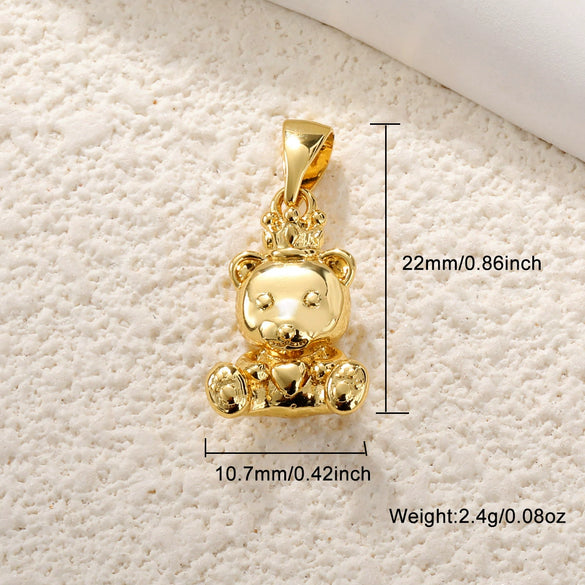 Jewelry Animal Copper Pendant Electroplated Bear Moon Mother And Son Crown