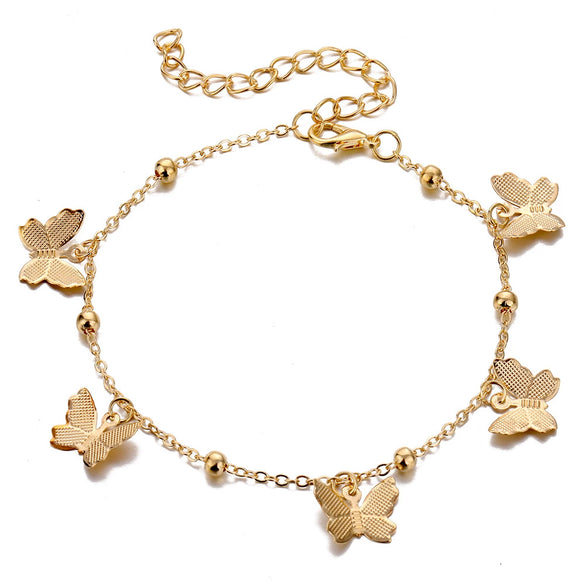 Jewelry Anklet Alloy Geometric Hollow Butterfly Pendant Handmade