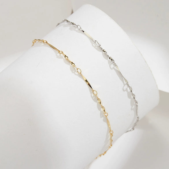 Jewelry Anklet S925 Sterling Silver Geometric Car Twist Chain