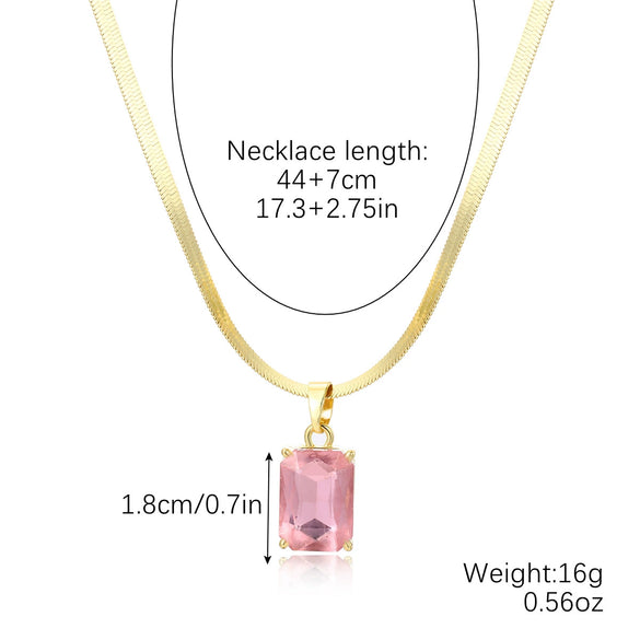 Jewelry Artificial Crystal Heart Pendant Snake Bone Chain Electroplated Simple Style