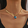 Jewelry Artificial Crystal Heart Pendant Snake Bone Chain Electroplated Simple Style