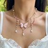 Jewelry Artificial Crystal Imitation Pearls Snake Bone Chain Animal Zodiac Butterfly Choker Electroplating Design For Women