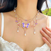 Jewelry Artificial Crystal Imitation Pearls Snake Bone Chain Animal Zodiac Butterfly Choker Electroplating Design For Women