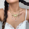 Jewelry Artificial Crystal Imitation Pearls Snake Bone Chain Animal Zodiac Butterfly Choker Electroplating Design For Women