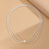 Jewelry Baroque Geometric Imitation Pearl Beaded Clavicle Chain Multilayer Long Necklace With Electroplating
