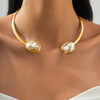 Jewelry Baroque Geometric Iron Alloy Imitation Pearl Electroplated Clavicle Chain