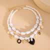 Jewelry Baroque Imitation Pearl Alloy Beaded Necklace With Heart Shape Pendant And Electroplating Design