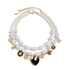 Jewelry Baroque Imitation Pearl Alloy Beaded Necklace With Heart Shape Pendant And Electroplating Design