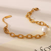 Jewelry Baroque Pearl Titanium Steel Hiphop Style Bracelet With Vacuum Electroplating