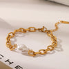 Jewelry Baroque Pearl Titanium Steel Hiphop Style Bracelet With Vacuum Electroplating