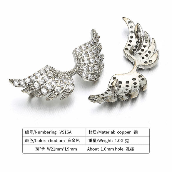 Jewelry Bead Buckle Diy Micro Inlay Accessories Angel Wings Copper Electroplating Connector Bracelet