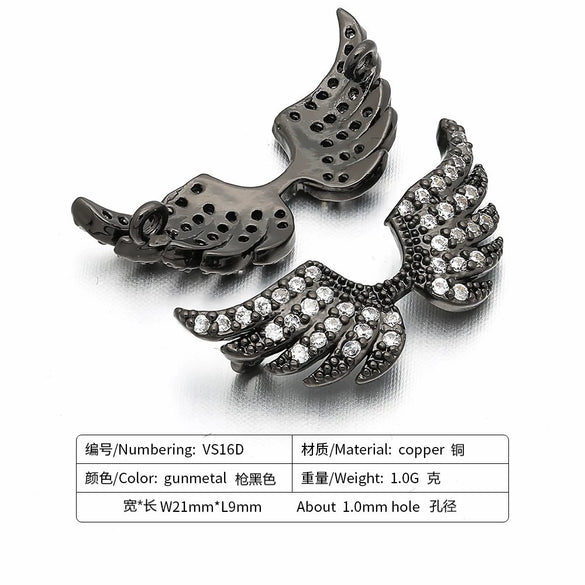 Jewelry Bead Buckle Diy Micro Inlay Accessories Angel Wings Copper Electroplating Connector Bracelet