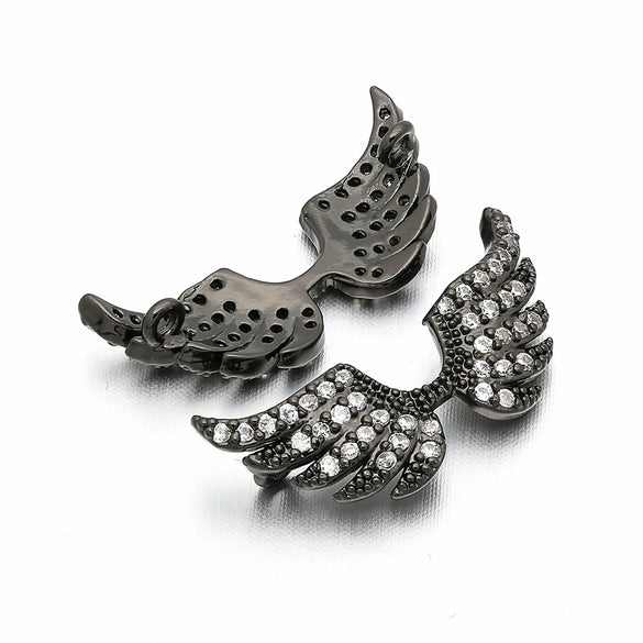 Jewelry Bead Buckle Diy Micro Inlay Accessories Angel Wings Copper Electroplating Connector Bracelet