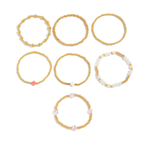 Jewelry Beaded Cross Bracelet With Star Pattern Ccb Metal Electroplated For Women