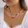 Jewelry Beaded Necklace With Fruit Pattern And Artificial Crystal Pendant Handmade For Women