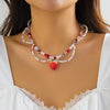 Jewelry Beaded Necklace With Fruit Pattern And Artificial Crystal Pendant Handmade For Women