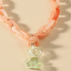 Jewelry Bear Necklace Plastic Resin Artificial Crystal Doll Pattern Electroplated Cross Chain For Women