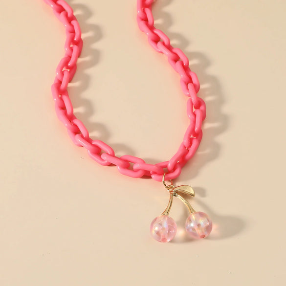 Jewelry Bear Necklace Plastic Resin Artificial Crystal Doll Pattern Electroplated Cross Chain For Women