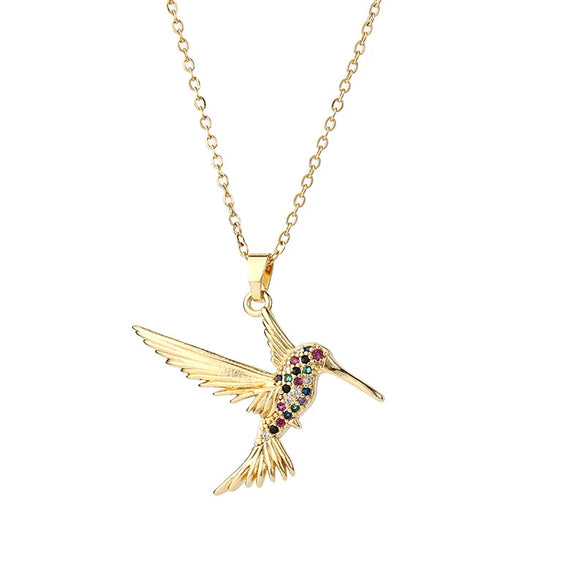 Jewelry Bird Pendant Necklace Zircon Copper Goldplated Ochain Fashion Animal Style