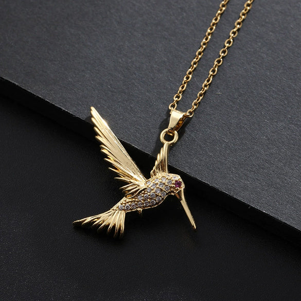 Jewelry Bird Pendant Necklace Zircon Copper Goldplated Ochain Fashion Animal Style