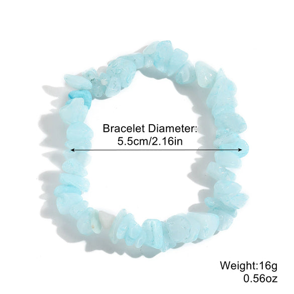 Jewelry Bohemian Color Gravel Handmade Turquoise Geometric Elastic Bracelet For Women