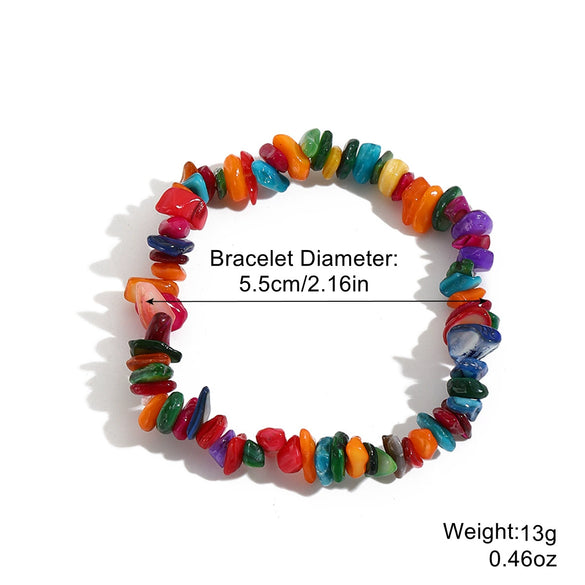Jewelry Bohemian Color Gravel Handmade Turquoise Geometric Elastic Bracelet For Women