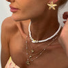 Jewelry Bohemian Colored Soft Pottery Beaded Alloy Clavicle Chain With Flower Shape And Electroplating