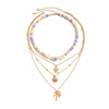 Jewelry Bohemian Colored Soft Pottery Beaded Alloy Clavicle Chain With Flower Shape And Electroplating