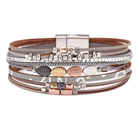 Jewelry Bohemian Cross Bracelet Pu Leather Geometric Electroplating Women's