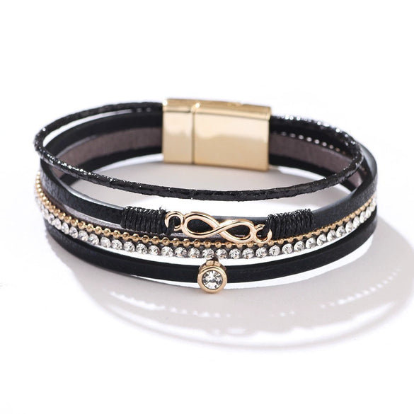 Jewelry Bohemian Cross Bracelet Pu Leather Geometric Electroplating Women's