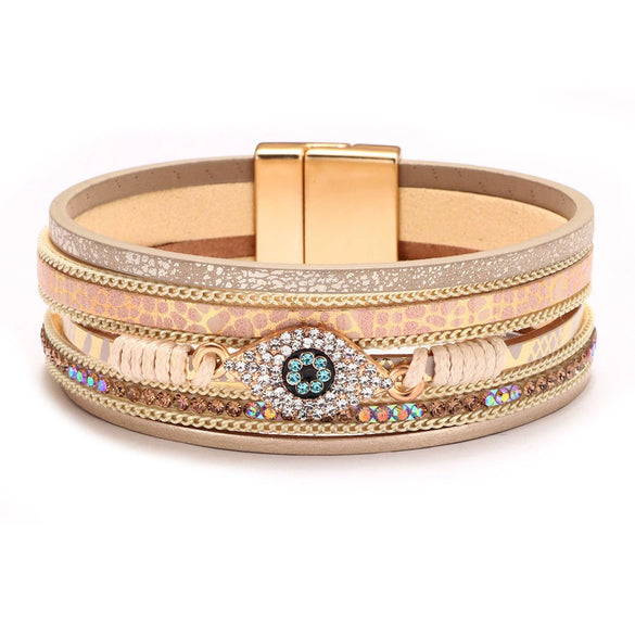 Jewelry Bohemian Cross Bracelet Pu Leather Geometric Electroplating Women's