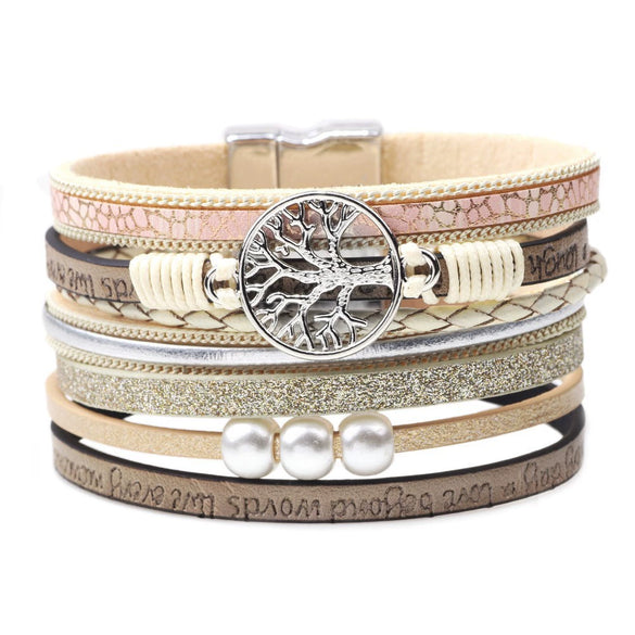 Jewelry Bohemian Cross Bracelet Pu Leather Geometric Electroplating Women's
