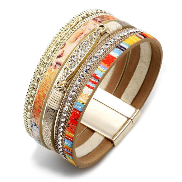 Jewelry Bohemian Cross Bracelet Pu Leather Geometric Electroplating Women's
