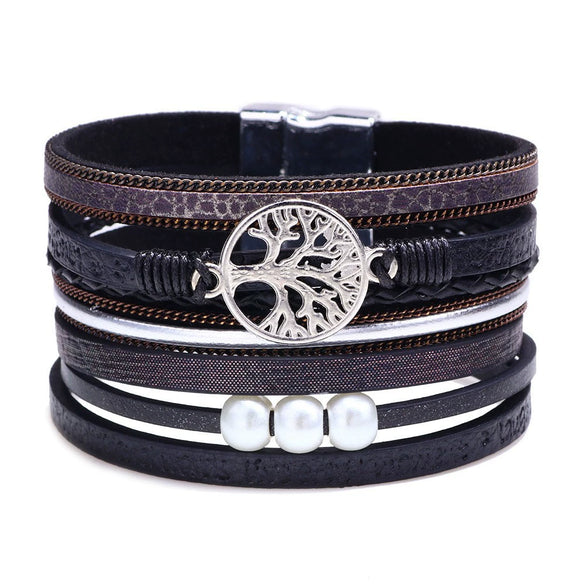 Jewelry Bohemian Cross Bracelet Pu Leather Geometric Electroplating Women's
