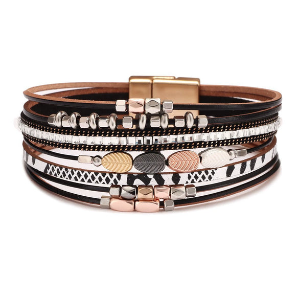 Jewelry Bohemian Cross Bracelet Pu Leather Geometric Electroplating Women's