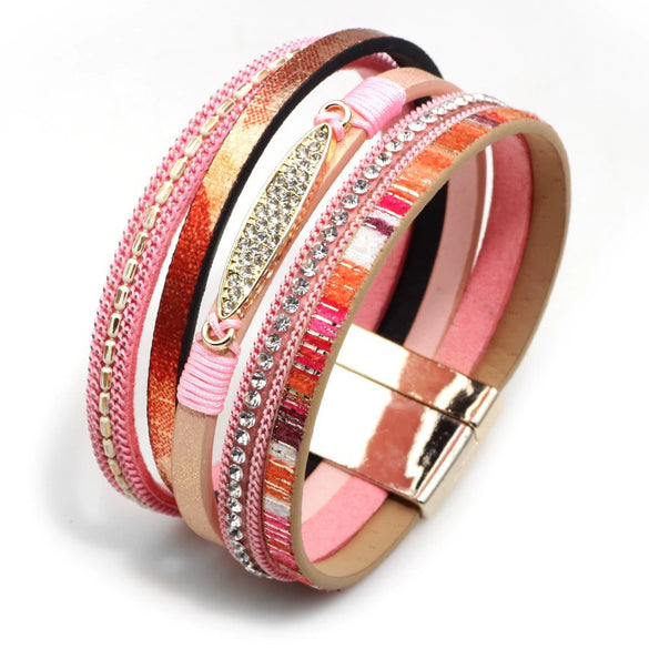 Jewelry Bohemian Cross Bracelet Pu Leather Geometric Electroplating Women's