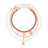 Jewelry Bohemian Geometric Multilayer Necklace With Alloy Pendant Rice Beads Ccb Leather Wax Thread Electroplated