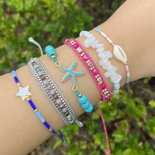 Jewelry Bohemian Handwoven Bracelets Copper Plastic Starfish Fivepointed Star Design
