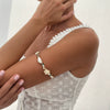 Jewelry Bohemian Iron Shell Imitation Pearl Imitation Crystal Animal Zodiac Open Arm Bracelet For Women