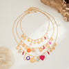 Jewelry Bohemian Metal Iron Chain Alloy Imitation Pearl Acrylic Turquoise Animal Zodiac Heart Multilayer Necklace Electroplating