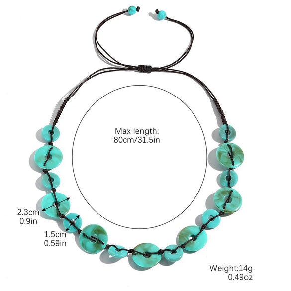 Jewelry Bohemian Plastic Resin Organic Glass Geometric Handmade Polished Necklace For Women