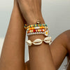 Jewelry Bohemian Polymer Clay Imitation Pearl Shell Alloy Flower Pendant Bracelet Electroplated