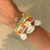 Jewelry Bohemian Polymer Clay Imitation Pearl Shell Alloy Flower Pendant Bracelet Electroplated